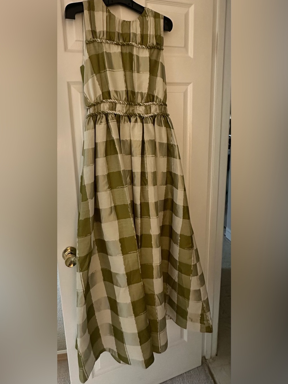Emily McCarthy Olive Green Gingham Maxi Dress ✨ NWT 💚 - Picture 8 of 8